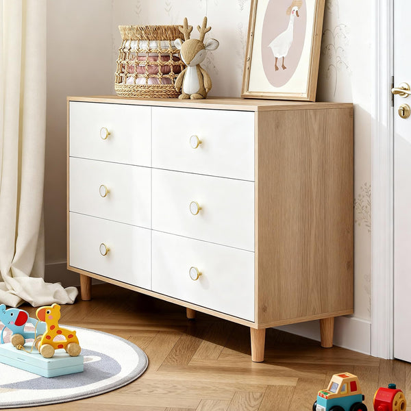 6-Drawer Dresser with Changing Table Top, White