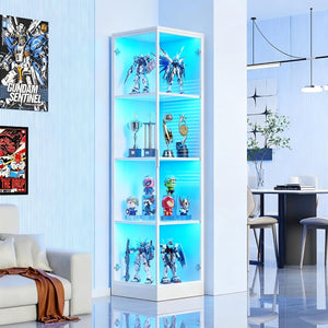 4-Tier Corner Display Cabinet with LED Lighting & Motion Sensor