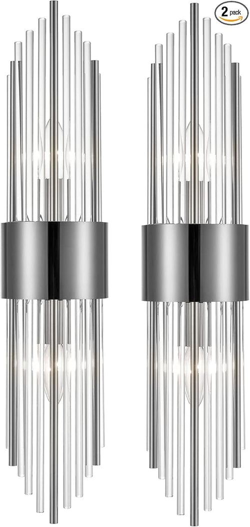 2-Light Modern Gold Wall Sconce with Clear Glass Crystal