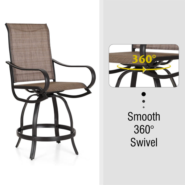 5-Piece Counter Height Patio Bar Set with Metal Table & Sling Stools