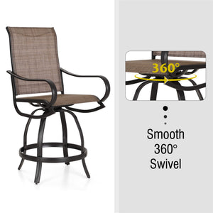 Outdoor Swivel Counter Height Bar Stools with Sling Fabric