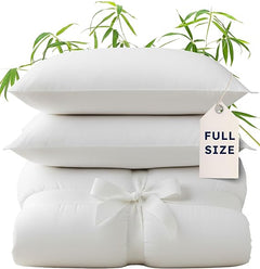 Bamboo Duvet Cover Set – White, Silky Soft, Zipper Closure