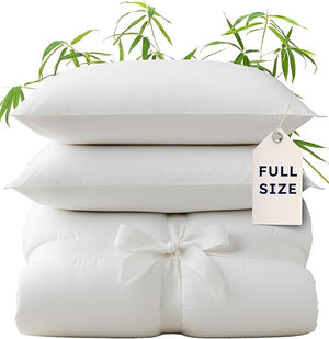 Bamboo Duvet Cover Set – White, Silky Soft, Zipper Closure