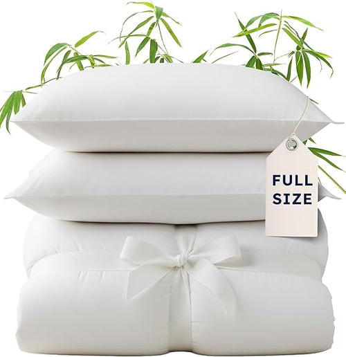Bamboo Duvet Cover Set – White, Silky Soft, Zipper Closure