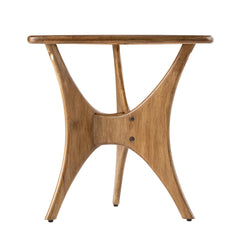 Triangle Wood End Table with Cross-Leg Base – Brown