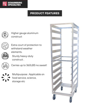 Commercial Aluminum Bun Pan Rack – 20 Tier Speed Rack with Plate Casters