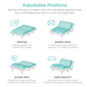 Queen Size Adjustable Bed Frame with Electric Base & Wireless Remote