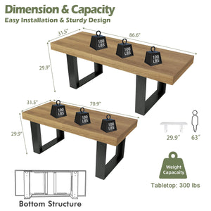 Extendable Farmhouse Dining Table for 8-10 | 70.9" to 86.6"