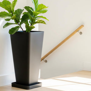 Large 28-Inch Tall Planters Set of 2 with Drainage Hole and Tray