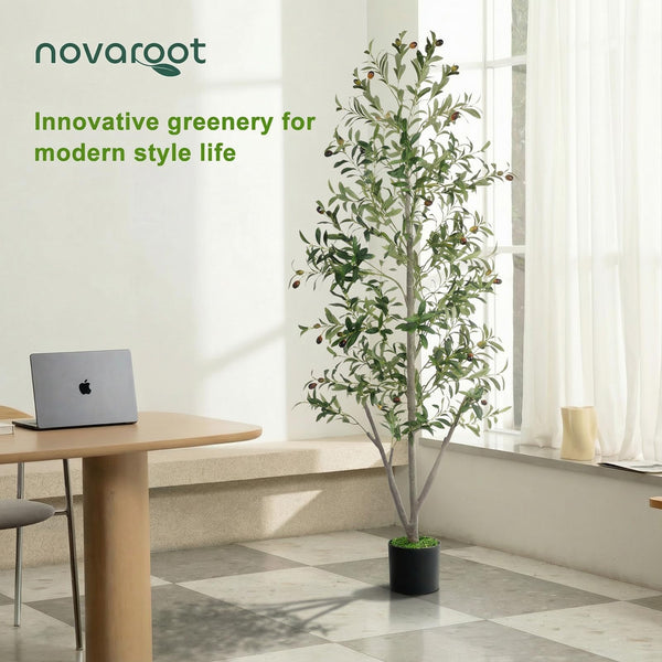 Artificial Olive Tree with Lights, Moss & Planter