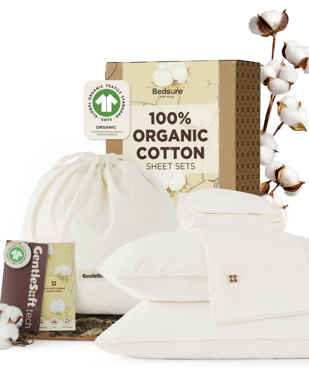 Organic Cotton Sheet Set – Sateen Weave, Deep Pocket, Queen & King