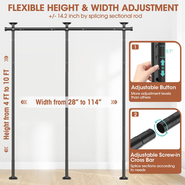 Adjustable No-Drill Room Divider Curtain Rod