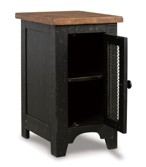 Rustic Farmhouse Chair Side End Table with Cabinet Door