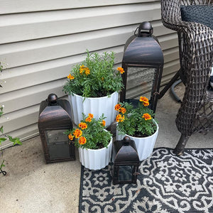 Decorative Candle Lanterns Set of 3 – Large Metal & Glass Outdoor Indoor Lanterns