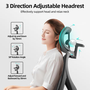 Ergonomic Mesh Office Chair with 3D Adjustable Headrest & Lumbar Support