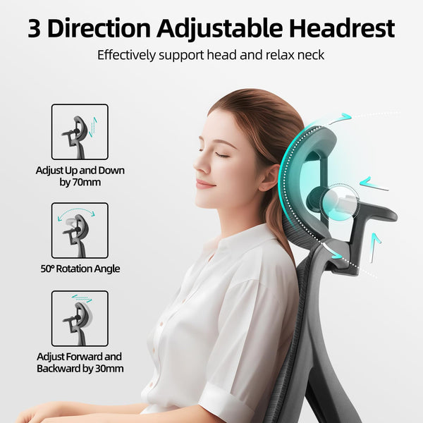 Ergonomic Mesh Office Chair with 3D Adjustable Headrest & Lumbar Support