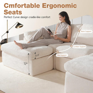 108" U-Shape Modular Sectional Sofa with Ottoman