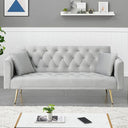 71" Convertible Velvet Sofa Bed Futon with Adjustable Backrest & Chrome Legs