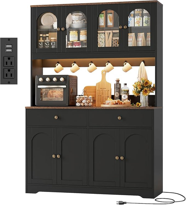 71" LED Kitchen Pantry Cabinet with Power Outlet