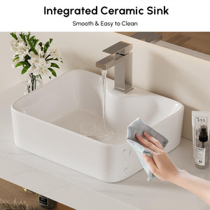 35" Floating Bathroom Vanity with Sintered Stone Countertop & Ceramic Sink