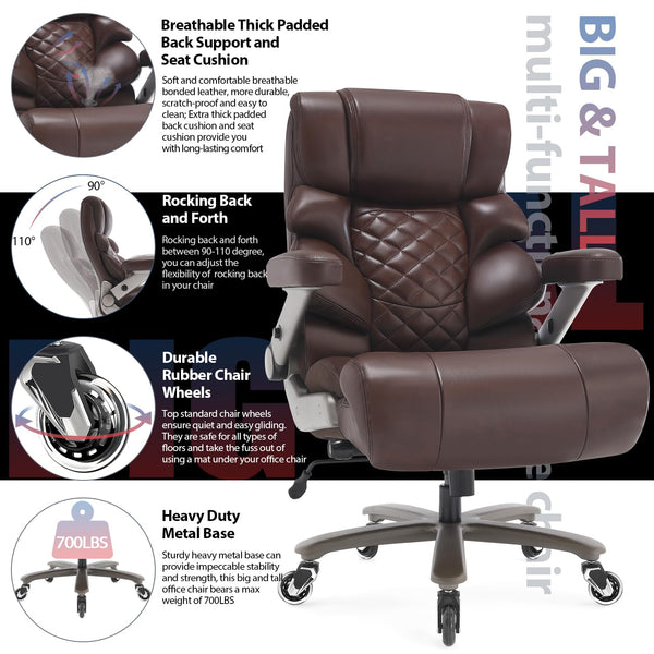 700 lbs Big & Tall High-Back Executive Office Chair with Lumbar Support