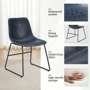 Faux Leather Dining Chairs Set of 2 with Metal Legs