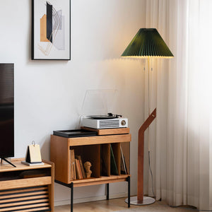 Mid-Century Modern Adjustable Floor Lamp with Pleated Shade
