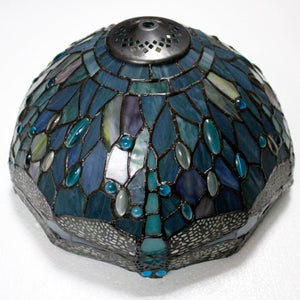 Tiffany Table Lamp Sea Blue Dragonfly Stained Glass