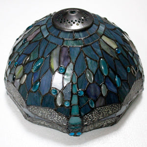 Tiffany Table Lamp Sea Blue Dragonfly Stained Glass