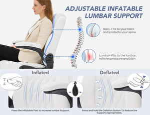 Ergonomic Office Chair with Inflatable Lumbar Support & Flip-Up Arms