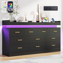 10-Drawer Dresser with Power Outlet and LED Light