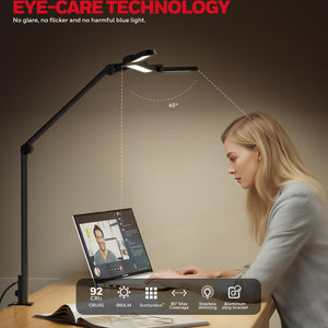 Wide Desk Lamp with Clamp for Dual Monitors