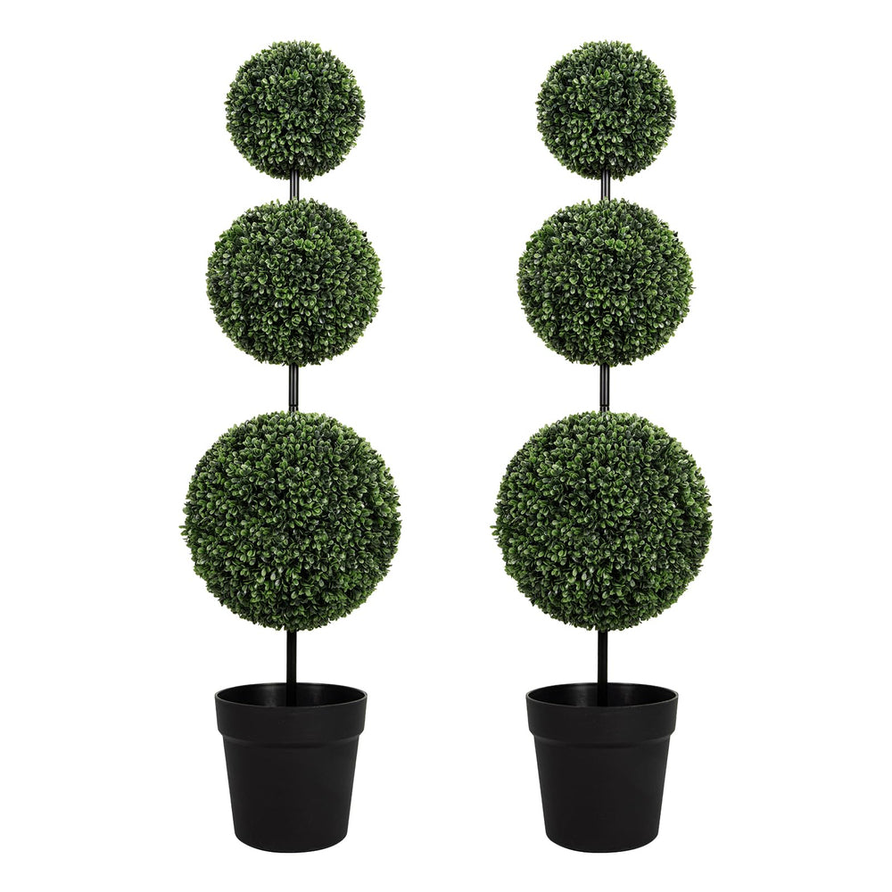 4FT Triple Ball Boxwood Topiary Set of 2