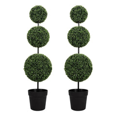 4FT Triple Ball Boxwood Topiary Set of 2