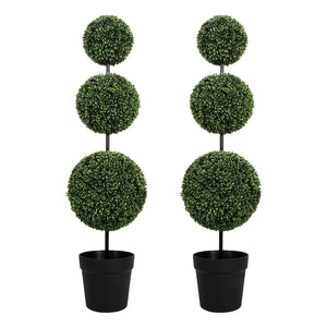 4FT Triple Ball Boxwood Topiary Set of 2