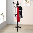 Freestanding Wooden Coat Rack with 18 Hooks