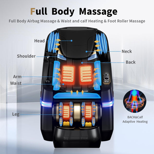 Zero Gravity Massage Chair – 51" SL Track, 3D Shiatsu, 20 Programs