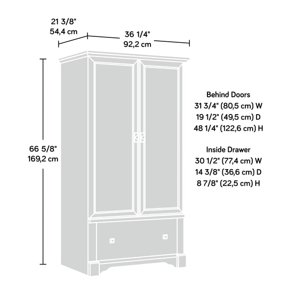 Armoire Wardrobe Closet with Garment Rod & Storage Drawer