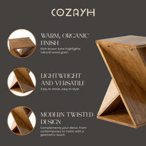 Twisted X Base Solid Wood End Table
