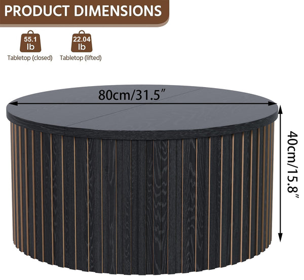 Round Lift Top Coffee Table with Storage