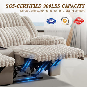 Oversized Manual Double Recliner Loveseat with Wireless Charger & Cup Holders