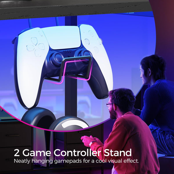 Gaming TV Stand with LED Light & Power Outlets