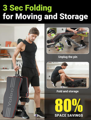 Adjustable Weight Bench – Foldable, 84 Positions, 827LBS Capacity