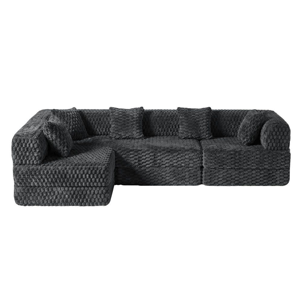 L-Shaped Modular Sectional Sofa Bed – Velvet, No Assembly