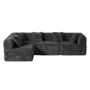 L-Shaped Modular Sectional Sofa Bed – Velvet, No Assembly
