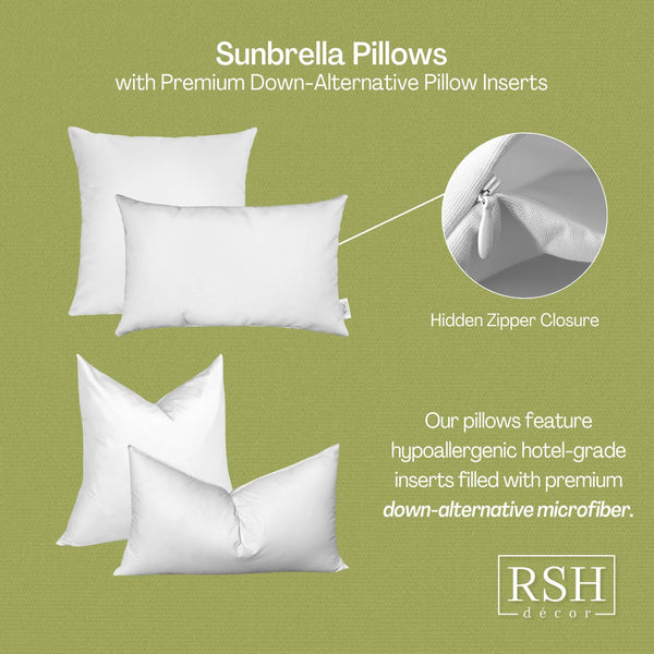 Sunbrella Indoor Outdoor Throw Pillow – 17" x 17", Plain, Modern Style