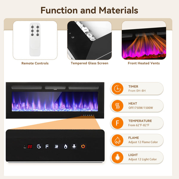 Electric Fireplace TV Stand with LED Lights