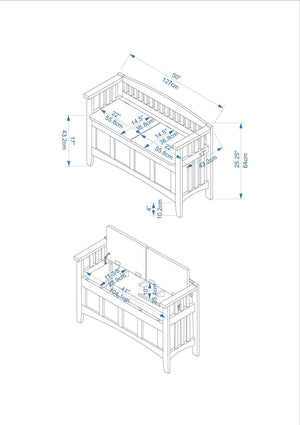 Split Seat Storage Bench with Walnut Finish