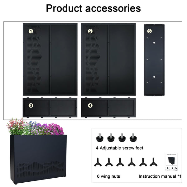 Metal Rectangular Planter Box — 38" Raised Garden Bed, Galvanized Steel, Easy Assembly