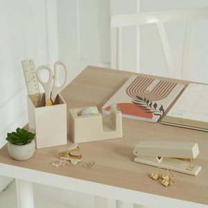 Desktop Office Supplies Organizer Set with Stapler, Pen Holder & Tape Dispenser